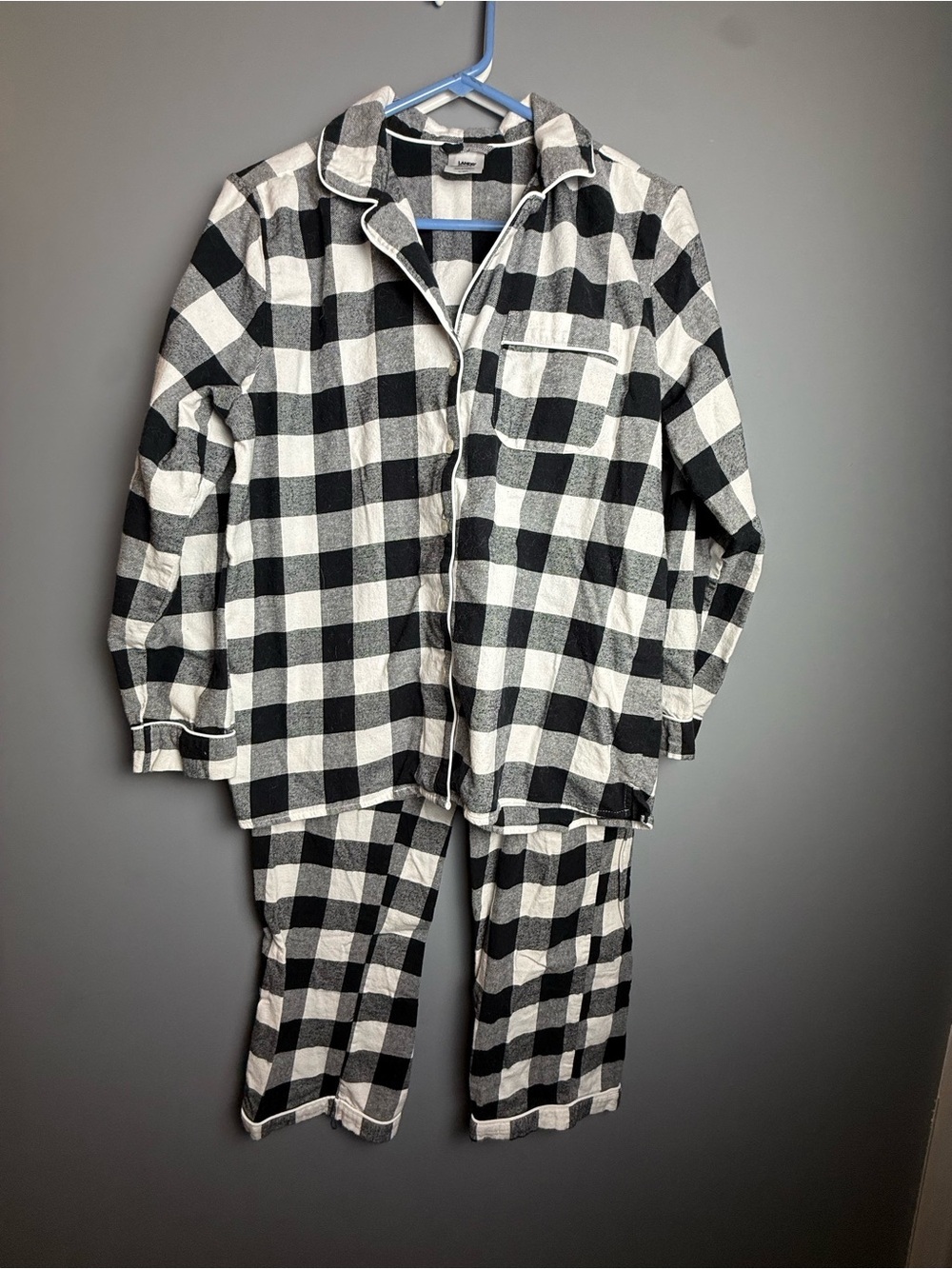 Lands End Buffalo Plaid 100% Cotton Flannel 2Pc Pajama Set Womens Sz M